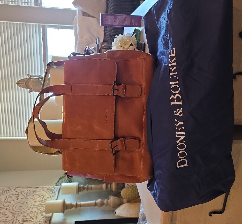 Dooney & Bourke Chestnut Brown Leather Work Tote - Picture 3 of 13